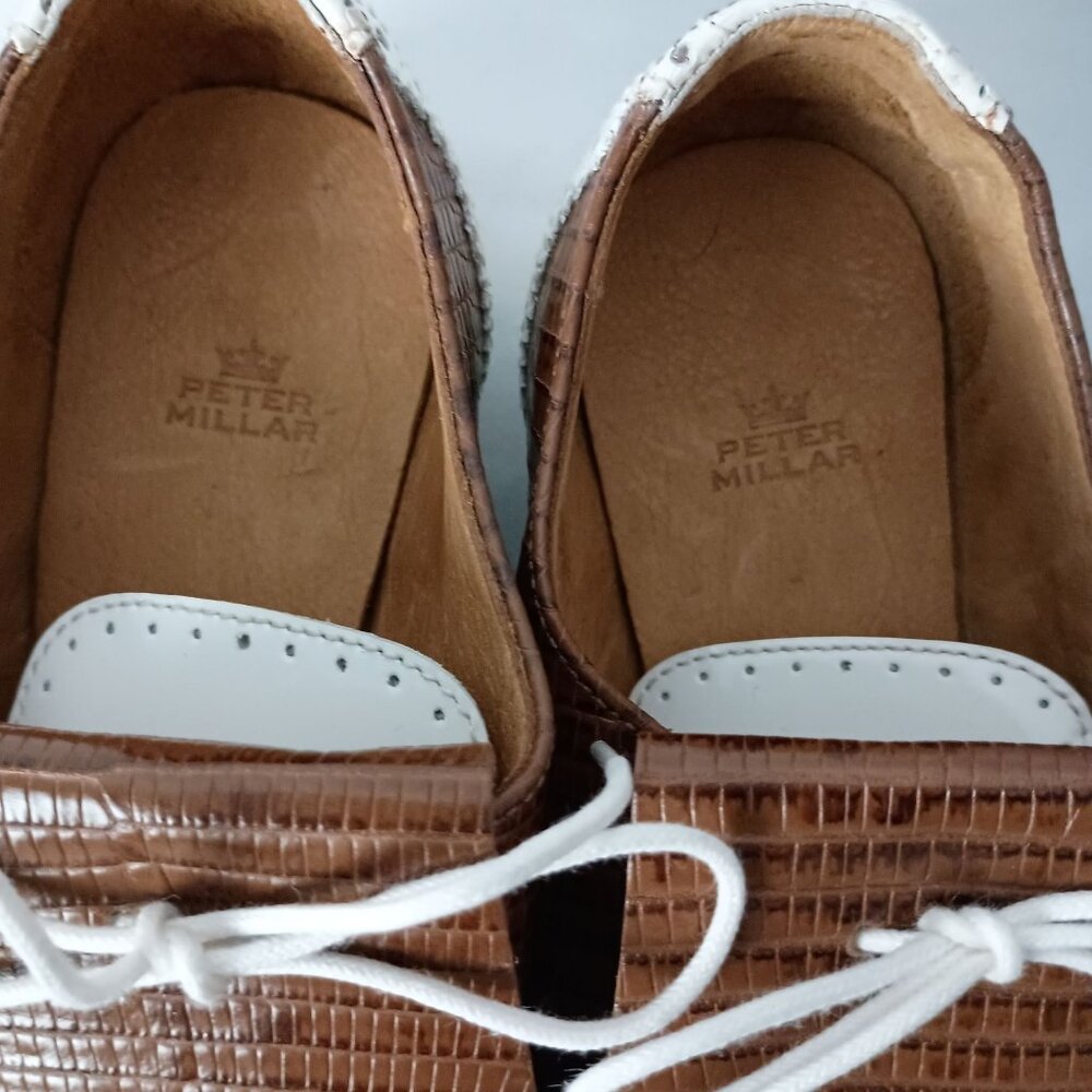 Peter Millar Brown and White Leather Driving Shoes - Picture 9 of 11